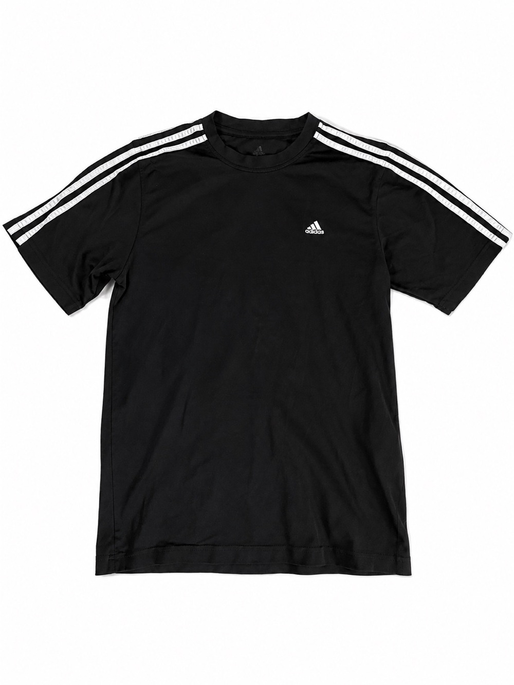 adidas Black Short Sleeve Tee with White Three-Stripes